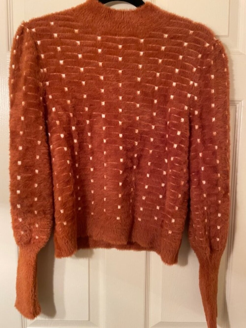 Ann Taylor Rust Orange Fuzzy Open Knit Sweater Medium NWT